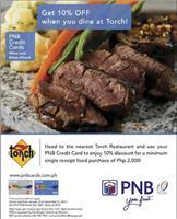 Get 10 percent off when you dine at Torch