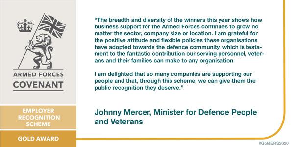 We’re proud to be one of just 127 employers to receive the #GoldERS for our support of the #ArmedForces community.